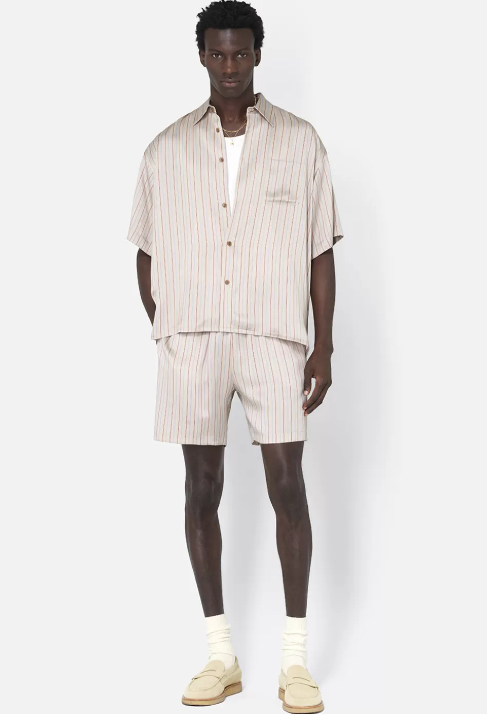 Best JOHN ELLIOTT Brushed Silk Shorts TanxBurgundy