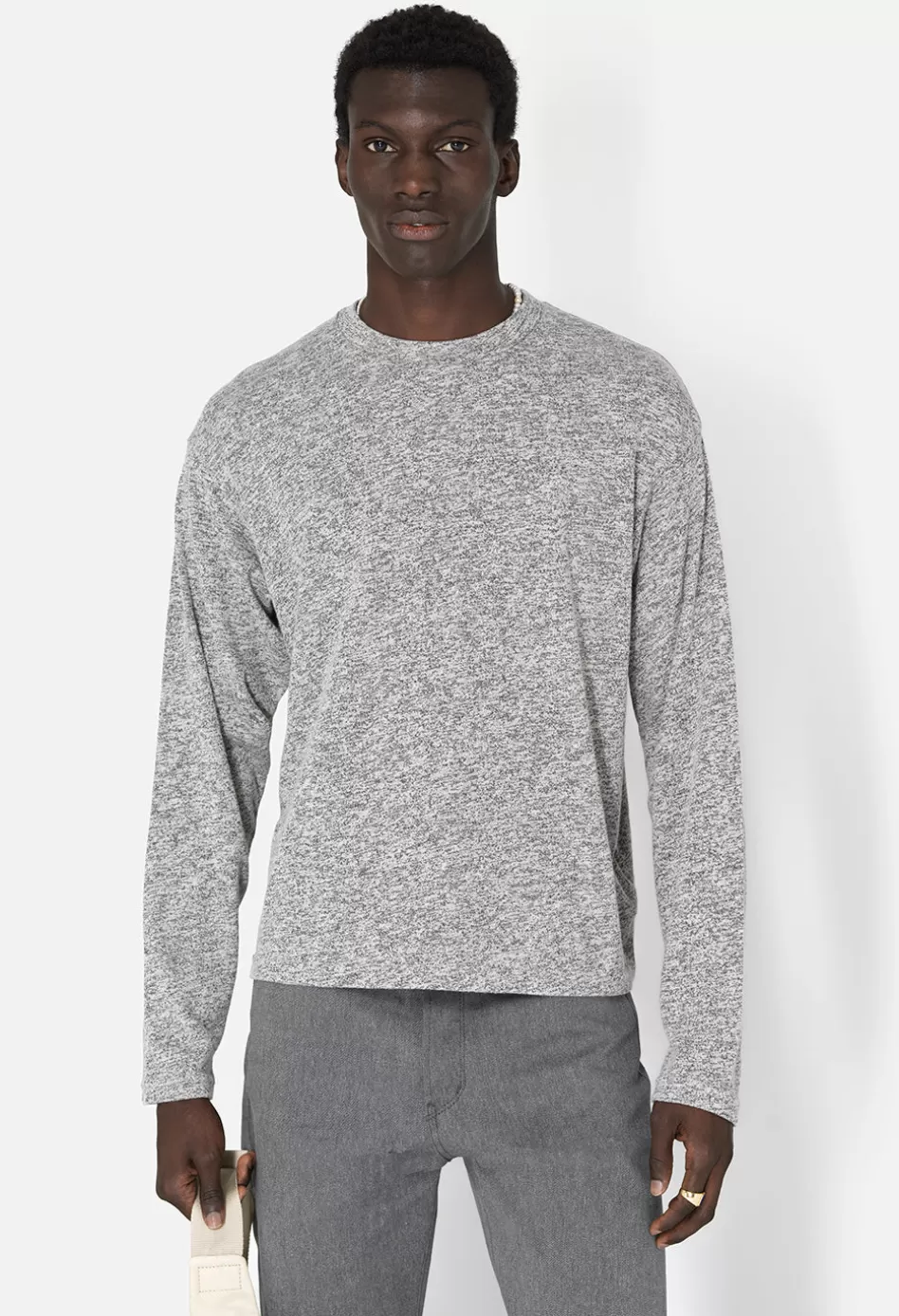 Best Sale JOHN ELLIOTT Co-Mix Cropped LS Tee Grey