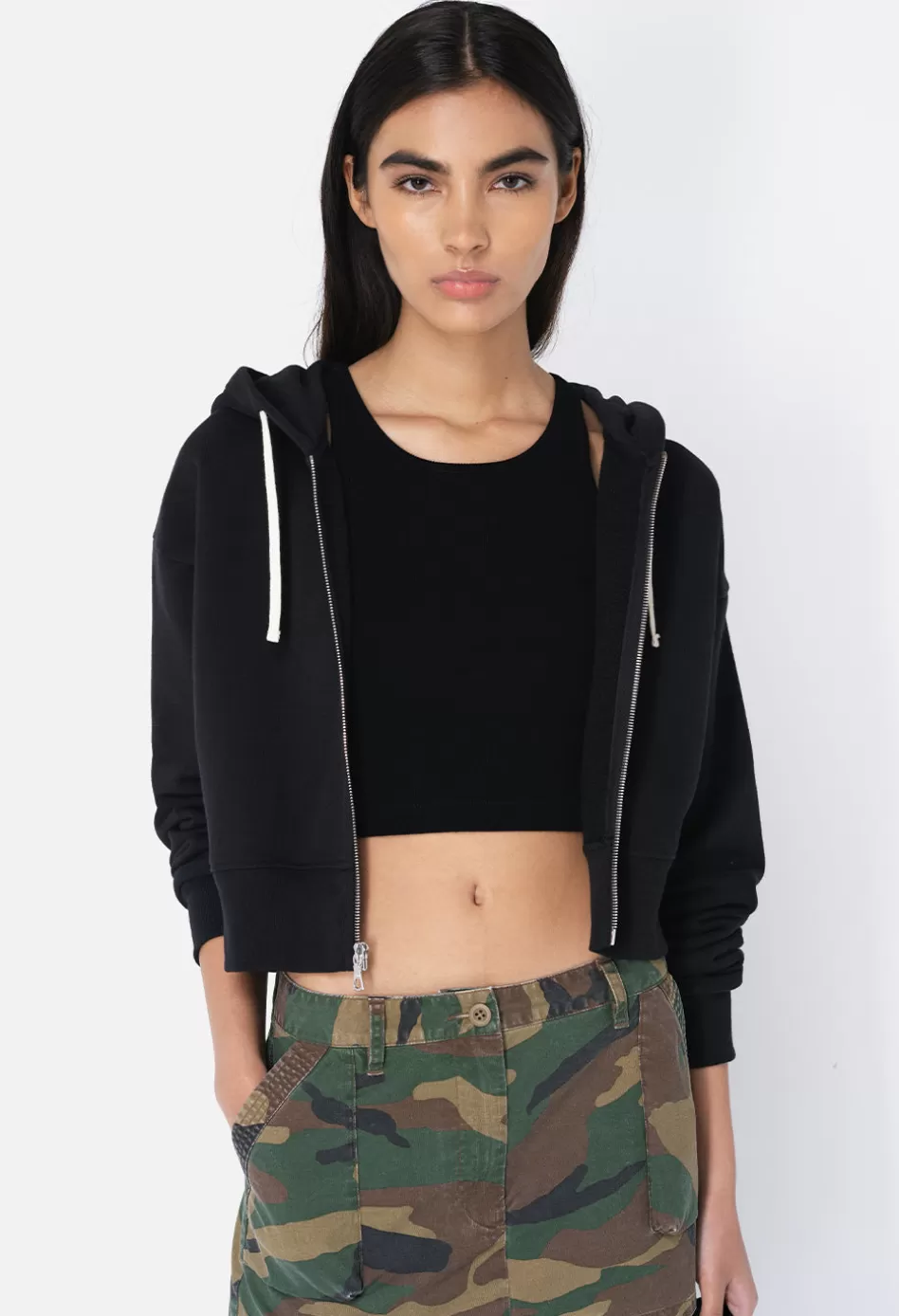 Fashion JOHN ELLIOTT Fleeced Boca Zip Hoodie Black