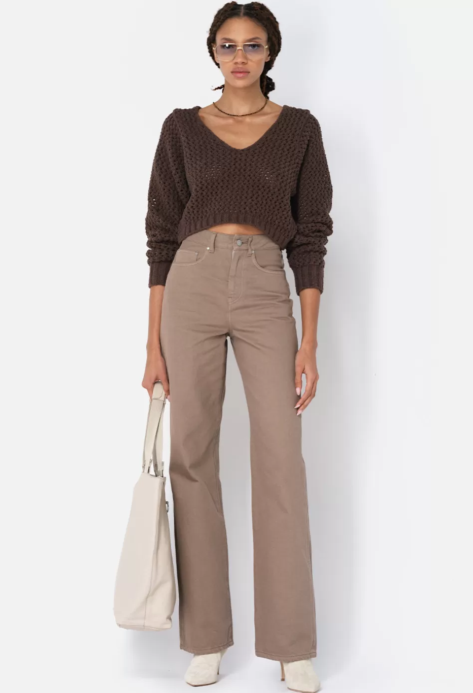 Hot JOHN ELLIOTT Foam Boucle Cropped Sweater Chocolate