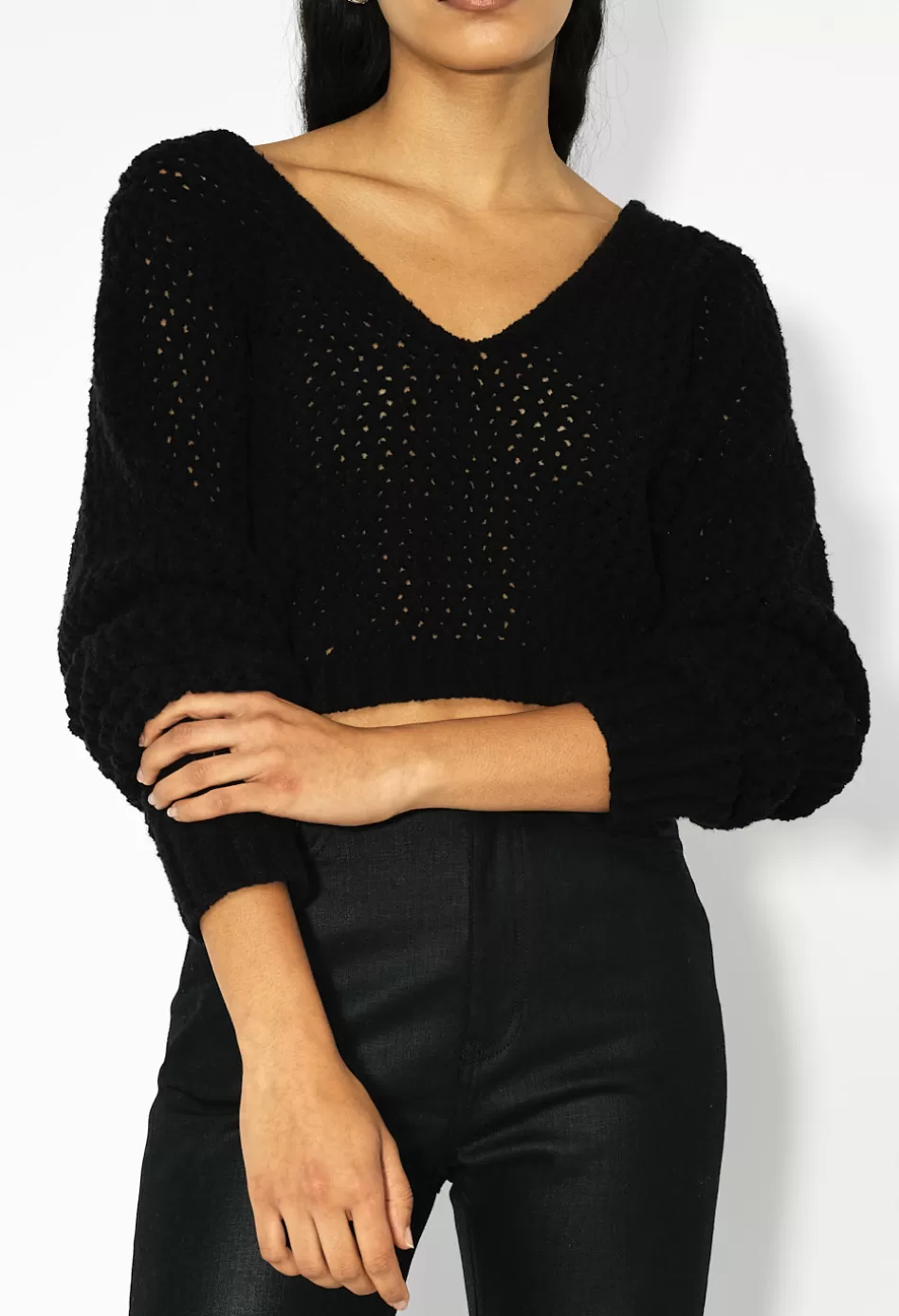 Best Sale JOHN ELLIOTT Foam Boucle Cropped Sweater Black