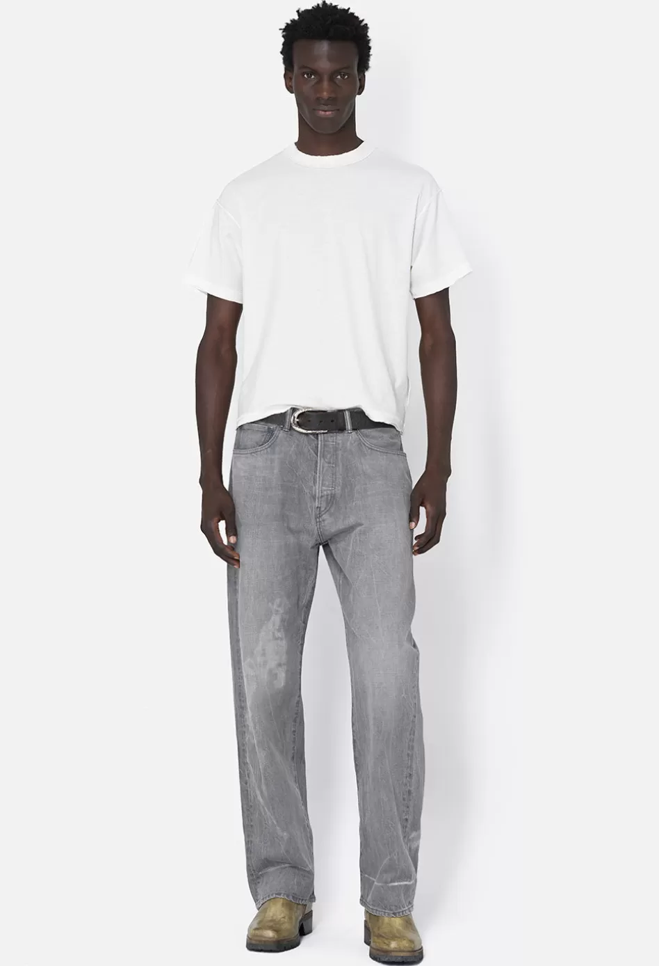 Shop JOHN ELLIOTT Folsom Reversed Cropped Tee VintageWhite