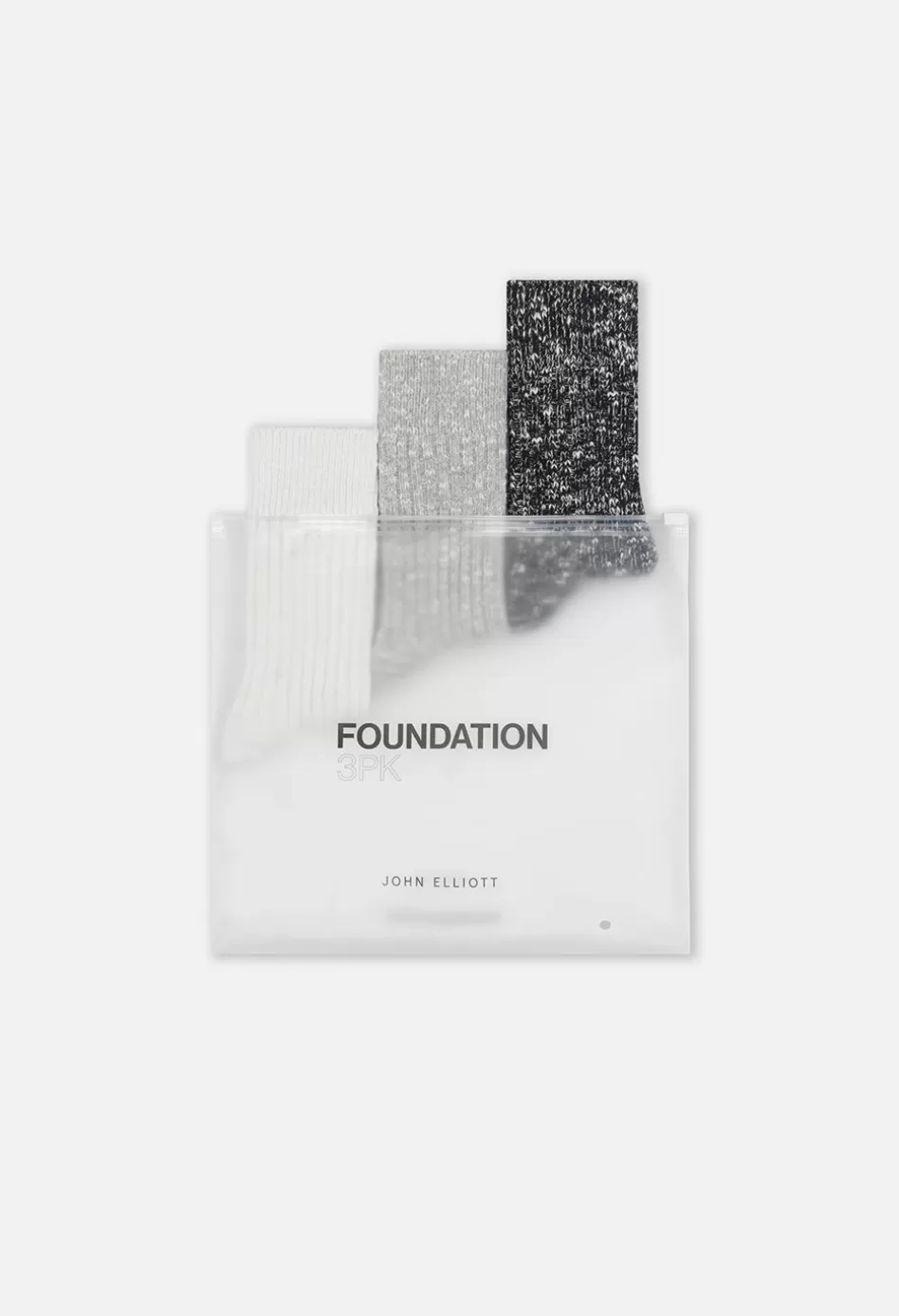 Shop JOHN ELLIOTT Foundation 3 Pack Socks GreyxIvoryxBlack