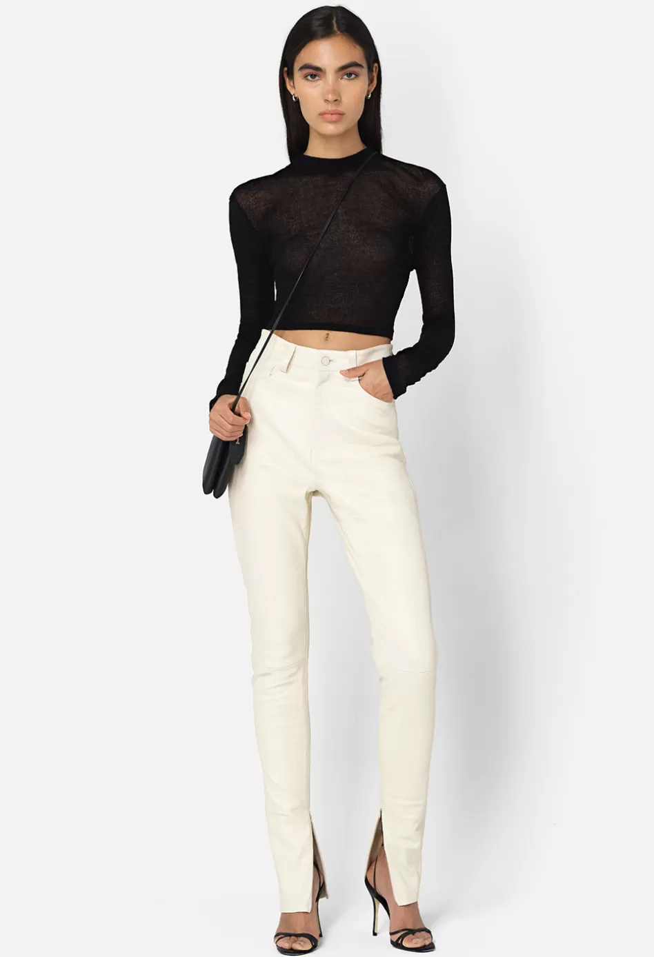 Cheap JOHN ELLIOTT Gauze Rib LS Cropped Tee Black