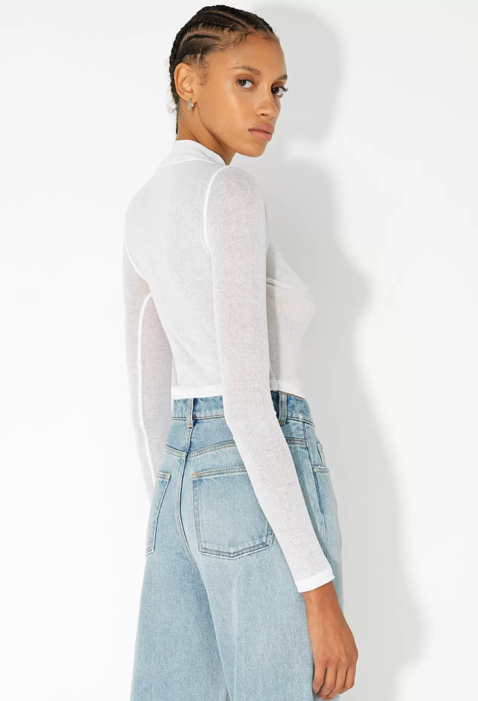 Hot JOHN ELLIOTT Gauze Rib LS Cropped Tee White