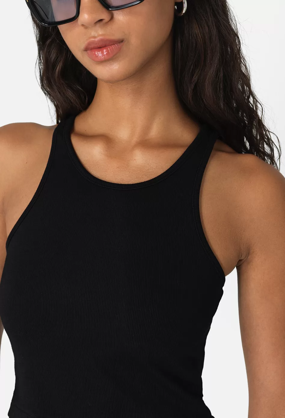 Clearance JOHN ELLIOTT Gemini Rib Cropped Tank Black