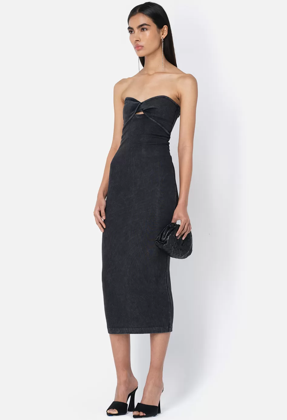 Fashion JOHN ELLIOTT Gemini Rib Twist Dress Black