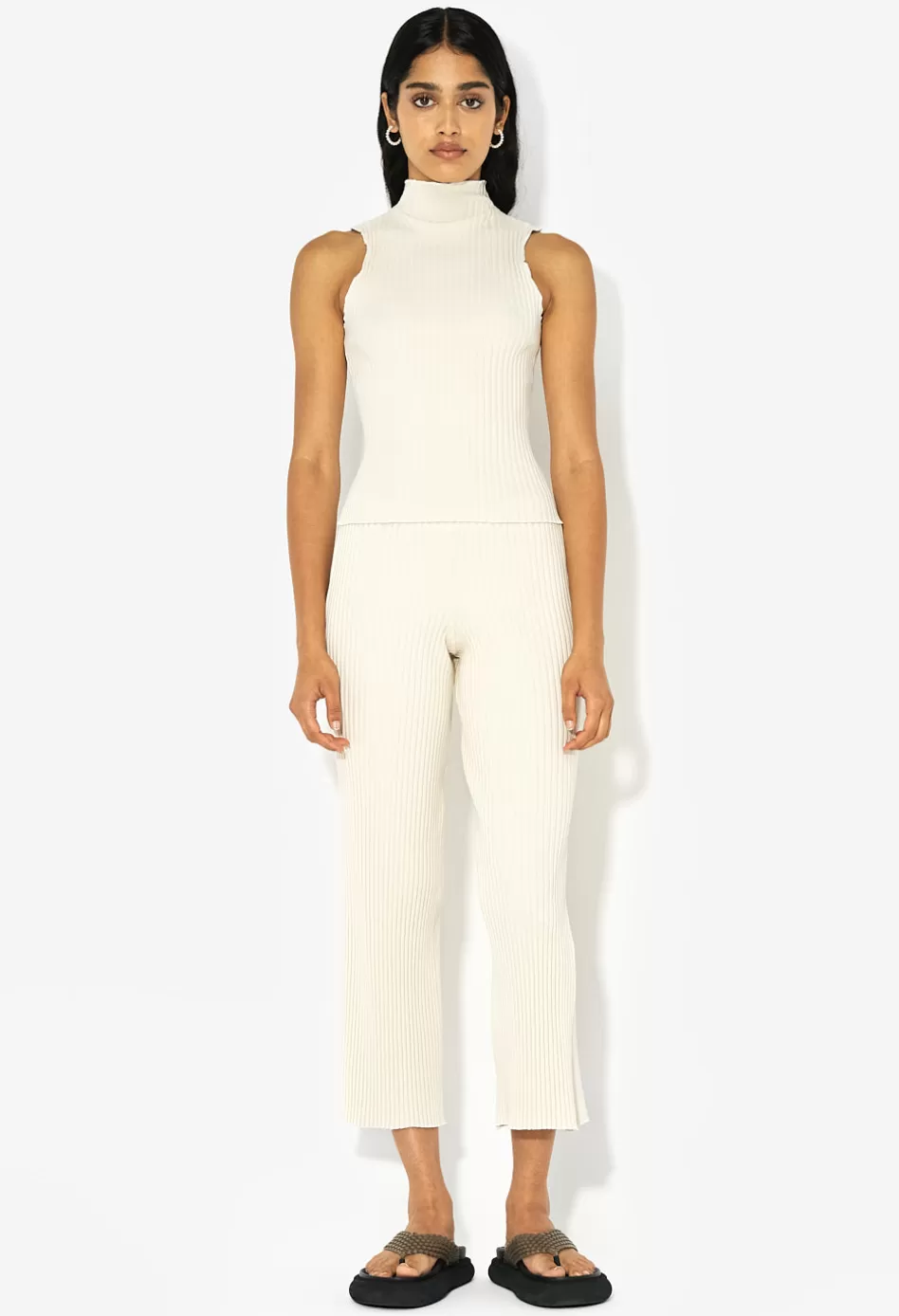 New JOHN ELLIOTT Ginza Rib Cropped Pant Feather