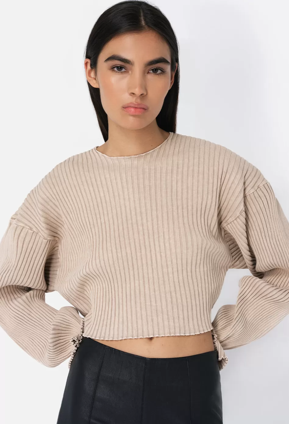 Fashion JOHN ELLIOTT Ginza Rib Cropped Top Shark