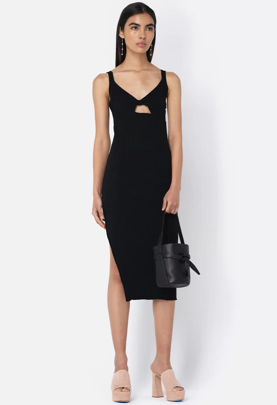 Sale JOHN ELLIOTT Ginza Rib Twist Dress Black