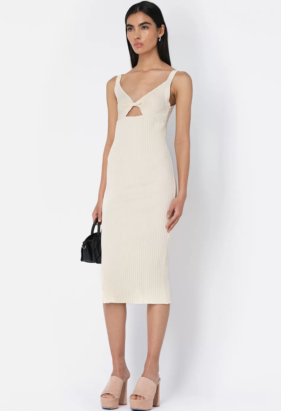 New JOHN ELLIOTT Ginza Rib Twist Dress Feather