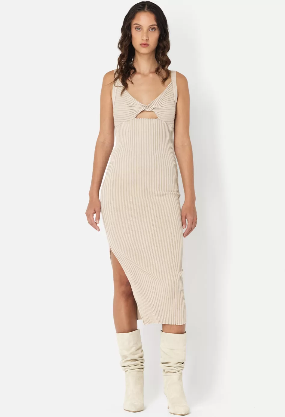 Fashion JOHN ELLIOTT Ginza Rib Twist Dress Shark