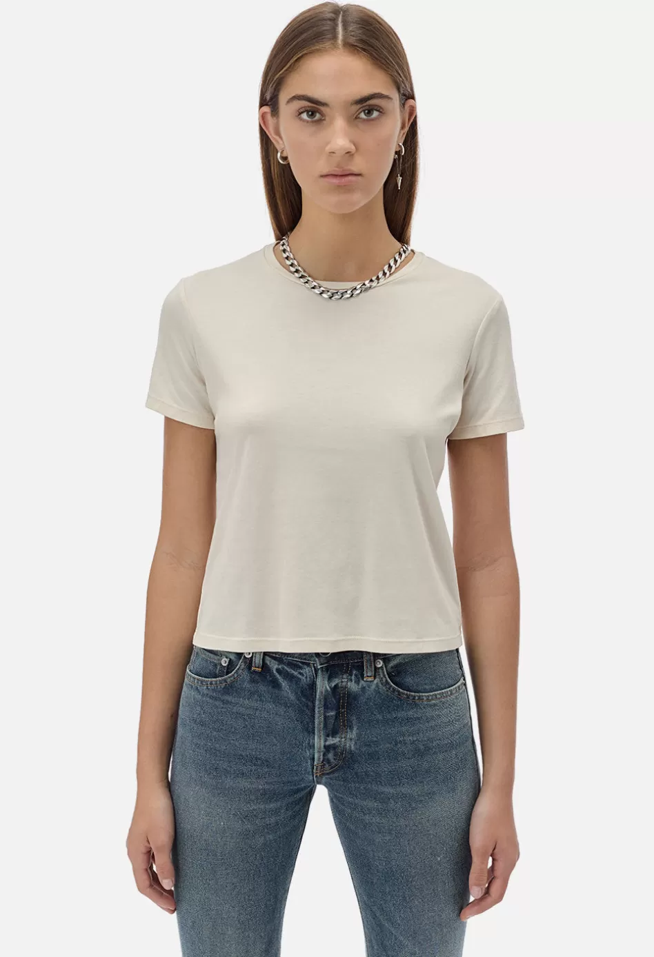 Shop JOHN ELLIOTT High Twist Cotton Classic Tee Alabaster