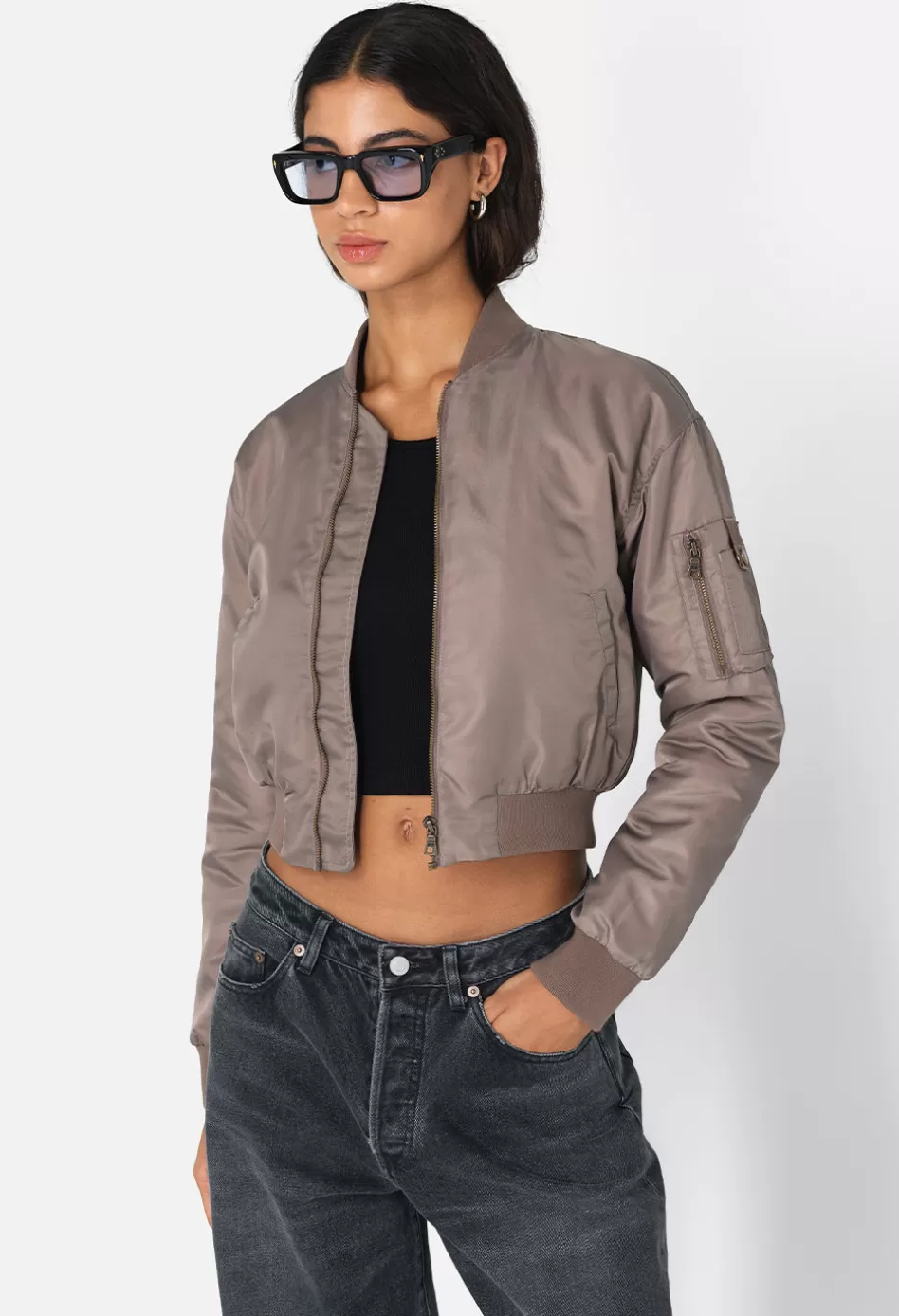 Cheap JOHN ELLIOTT Hunter Cropped Bomber Mocha