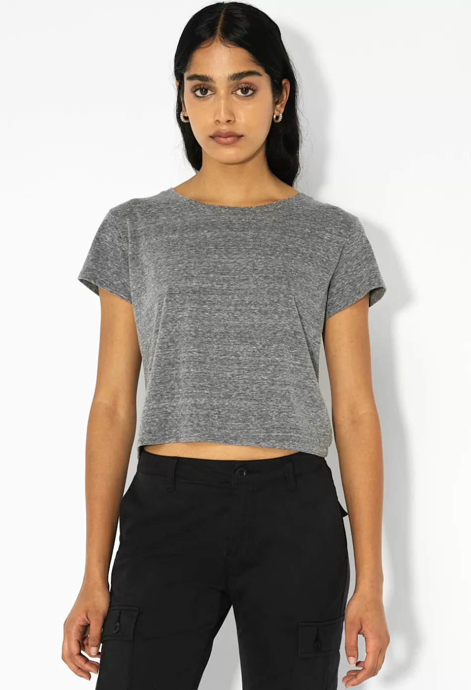 New JOHN ELLIOTT Jersey Cropped Tee Tri-BlendGrey