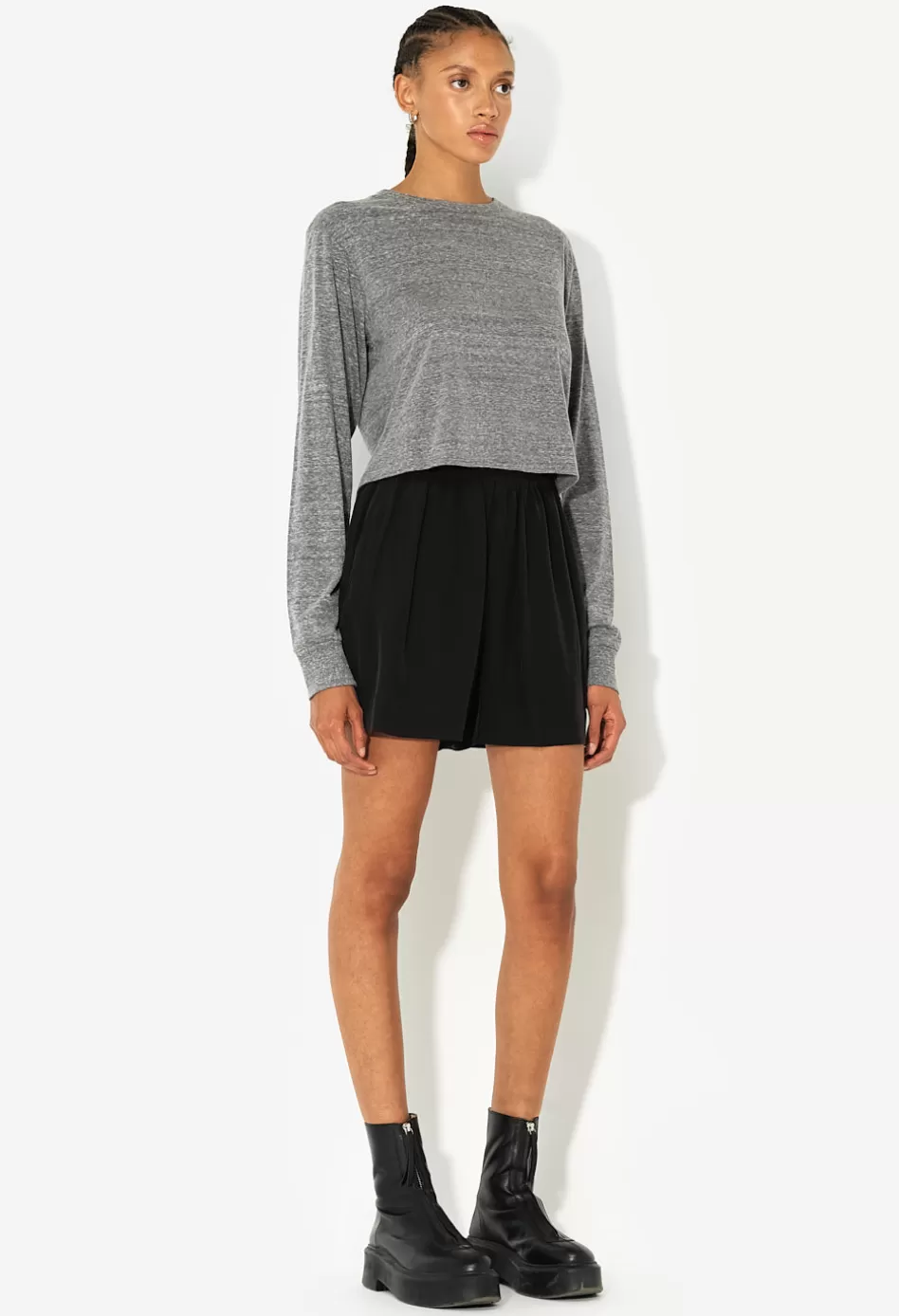 Cheap JOHN ELLIOTT Jersey LS Cropped Tee Tri-BlendGrey