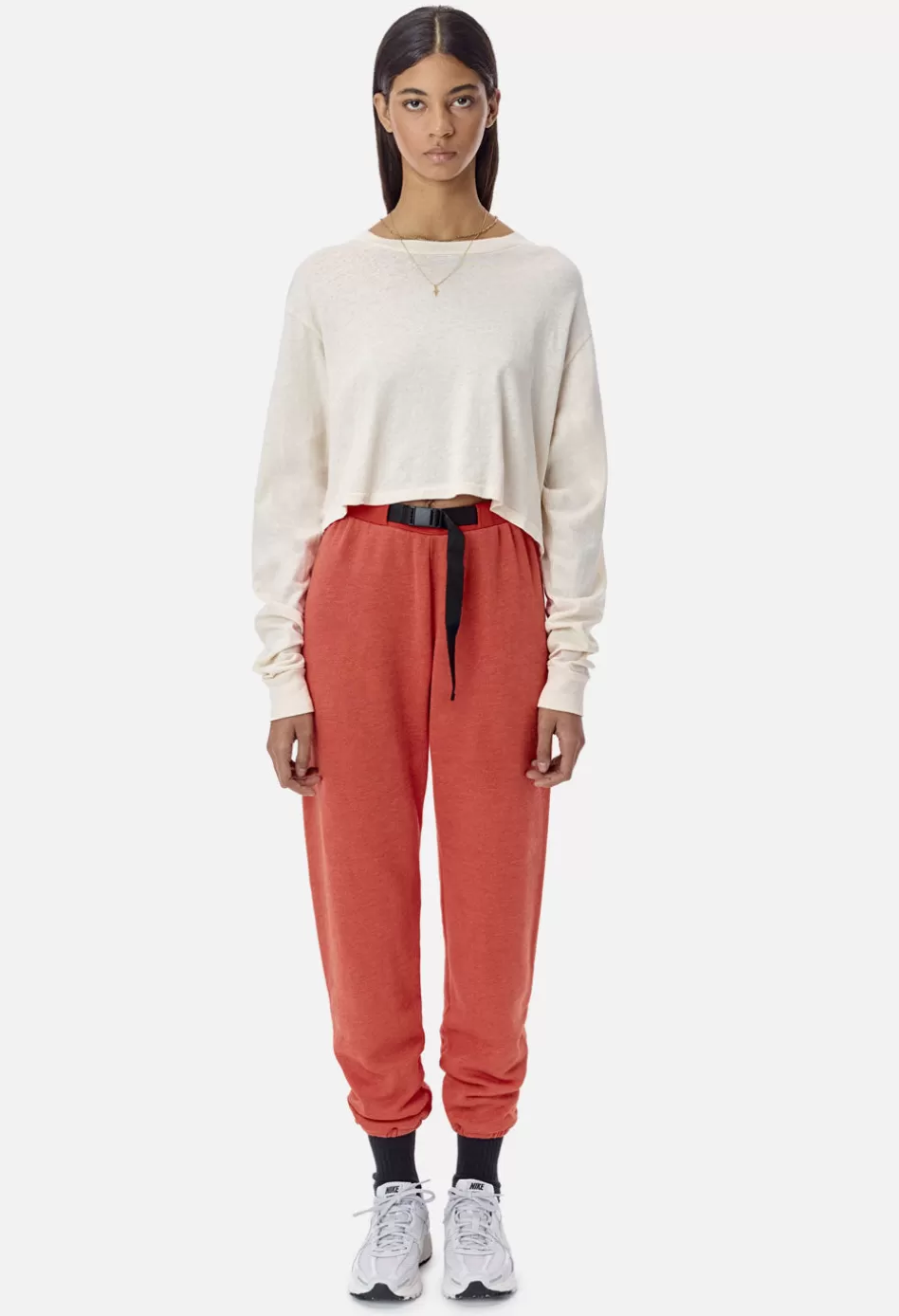 Sale JOHN ELLIOTT Jersey LS Cropped Tee Alabaster