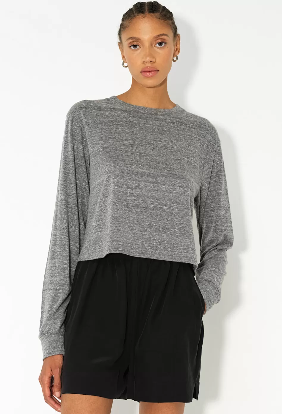 Cheap JOHN ELLIOTT Jersey LS Cropped Tee Tri-BlendGrey