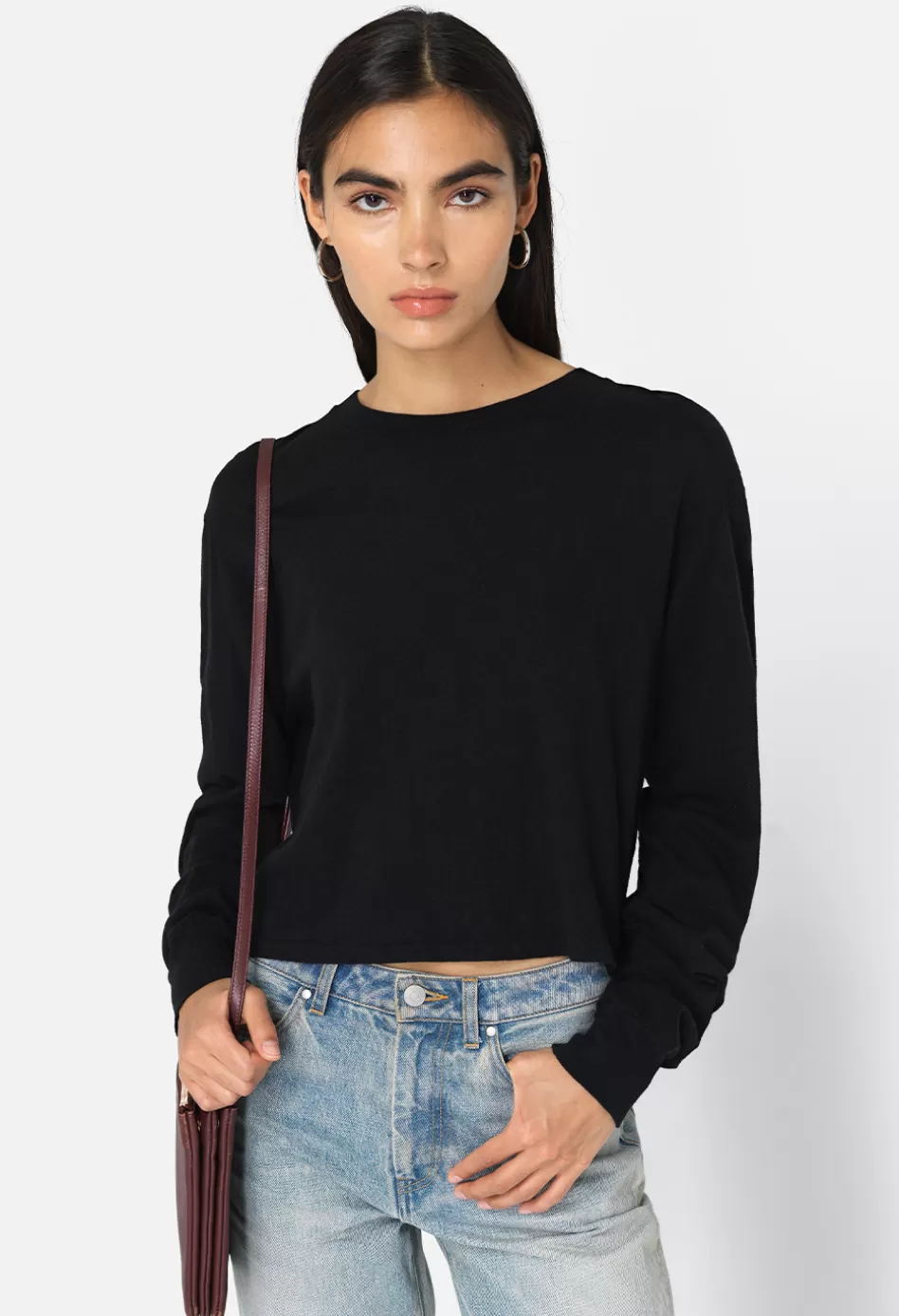 Best Sale JOHN ELLIOTT Jersey LS Cropped Tee Black