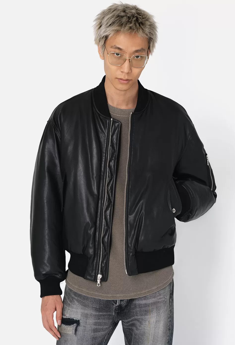 Flash Sale JOHN ELLIOTT Leather Andes Bomber Black