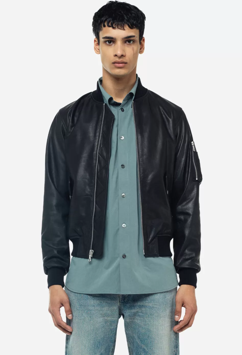 Clearance JOHN ELLIOTT Leather Bogota Bomber Black