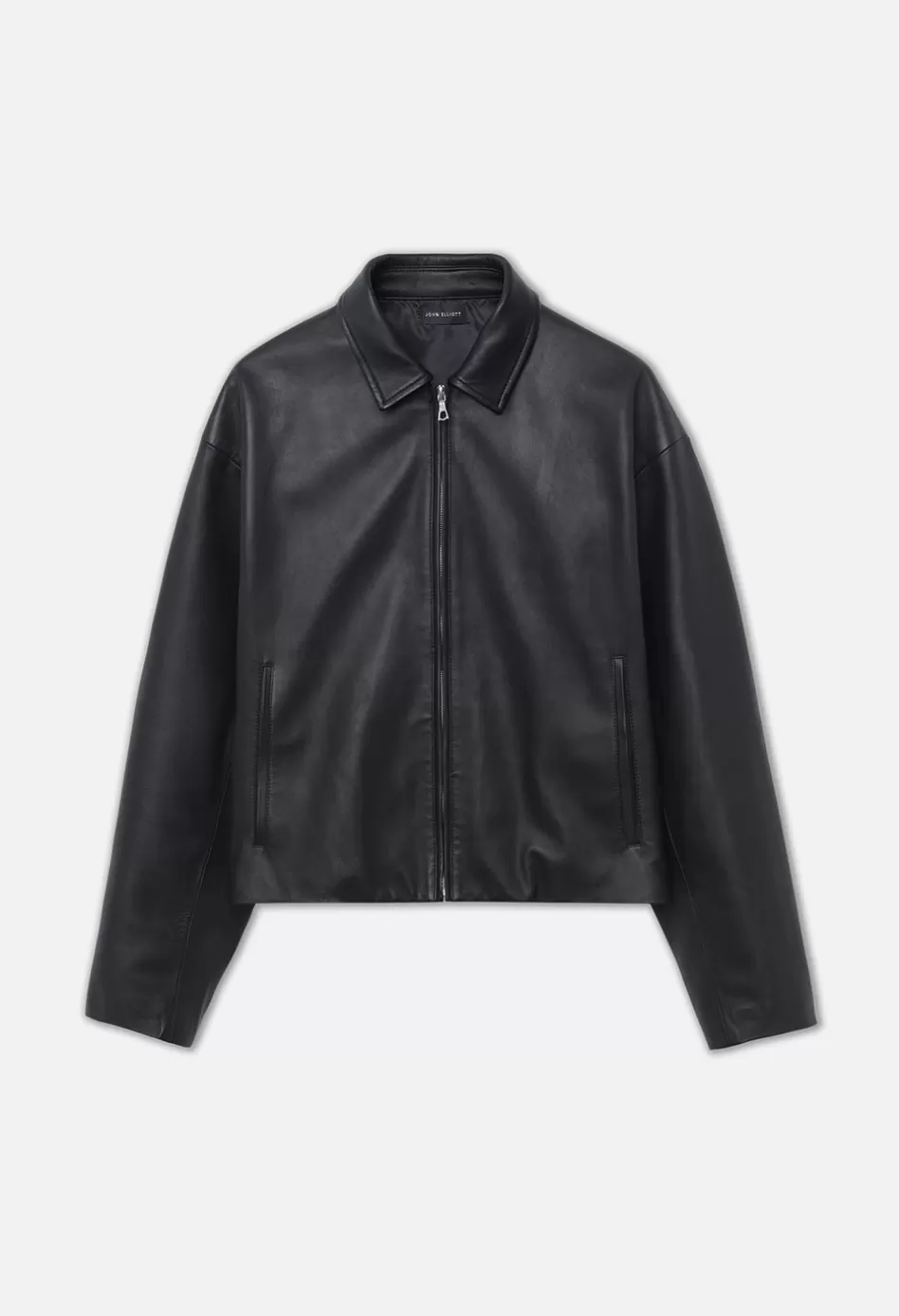 Fashion JOHN ELLIOTT Leather Cropped Zip Jacket Black