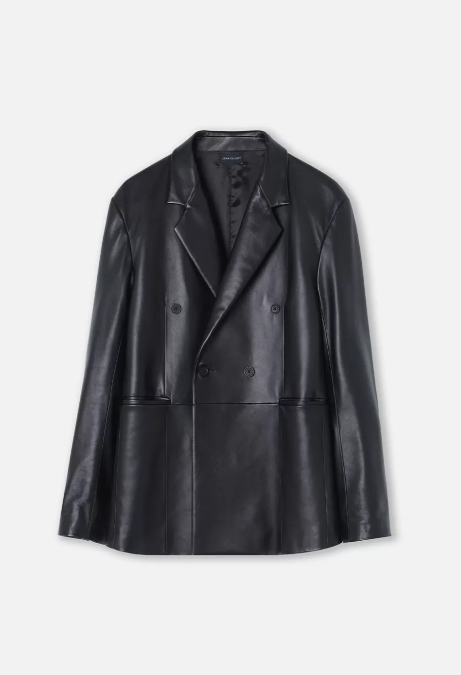 Outlet JOHN ELLIOTT Leather Double Breasted Blazer BlackPlonge