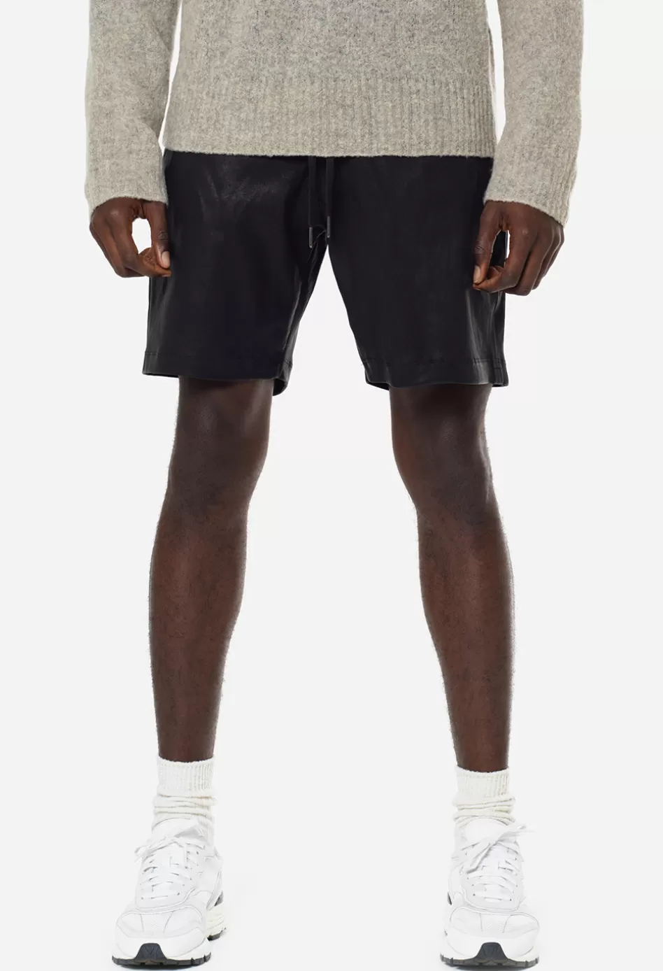 Shop JOHN ELLIOTT Leather LA Shorts Black