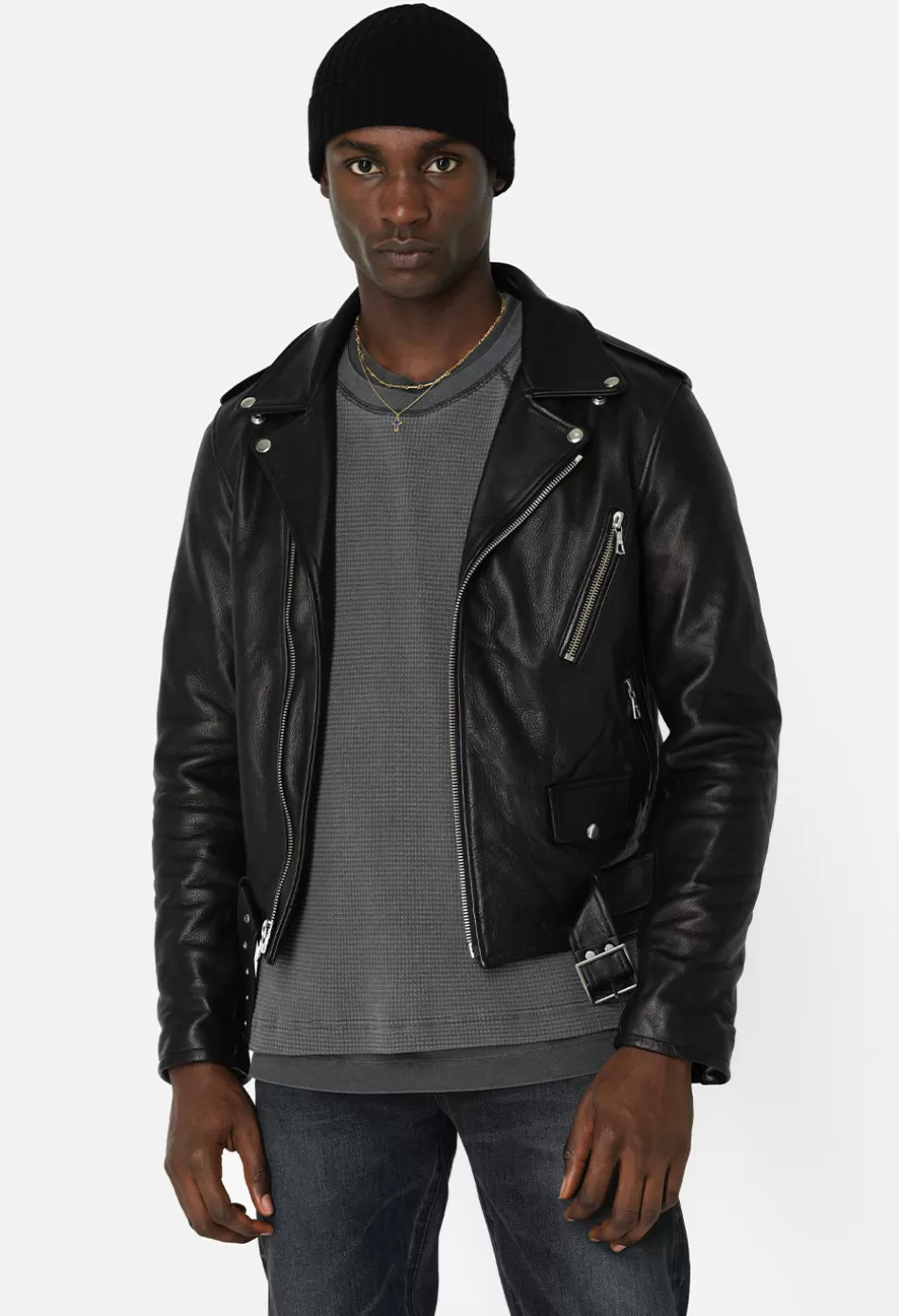 Best Sale JOHN ELLIOTT Leather Moto Jacket Black