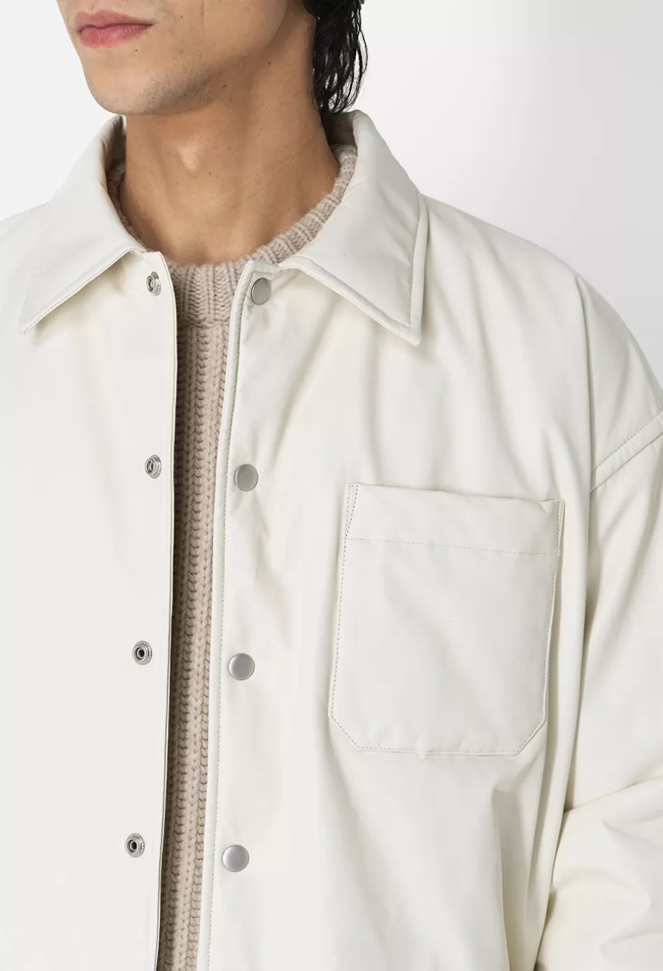 Store JOHN ELLIOTT Leather Scout Overshirt Ivory