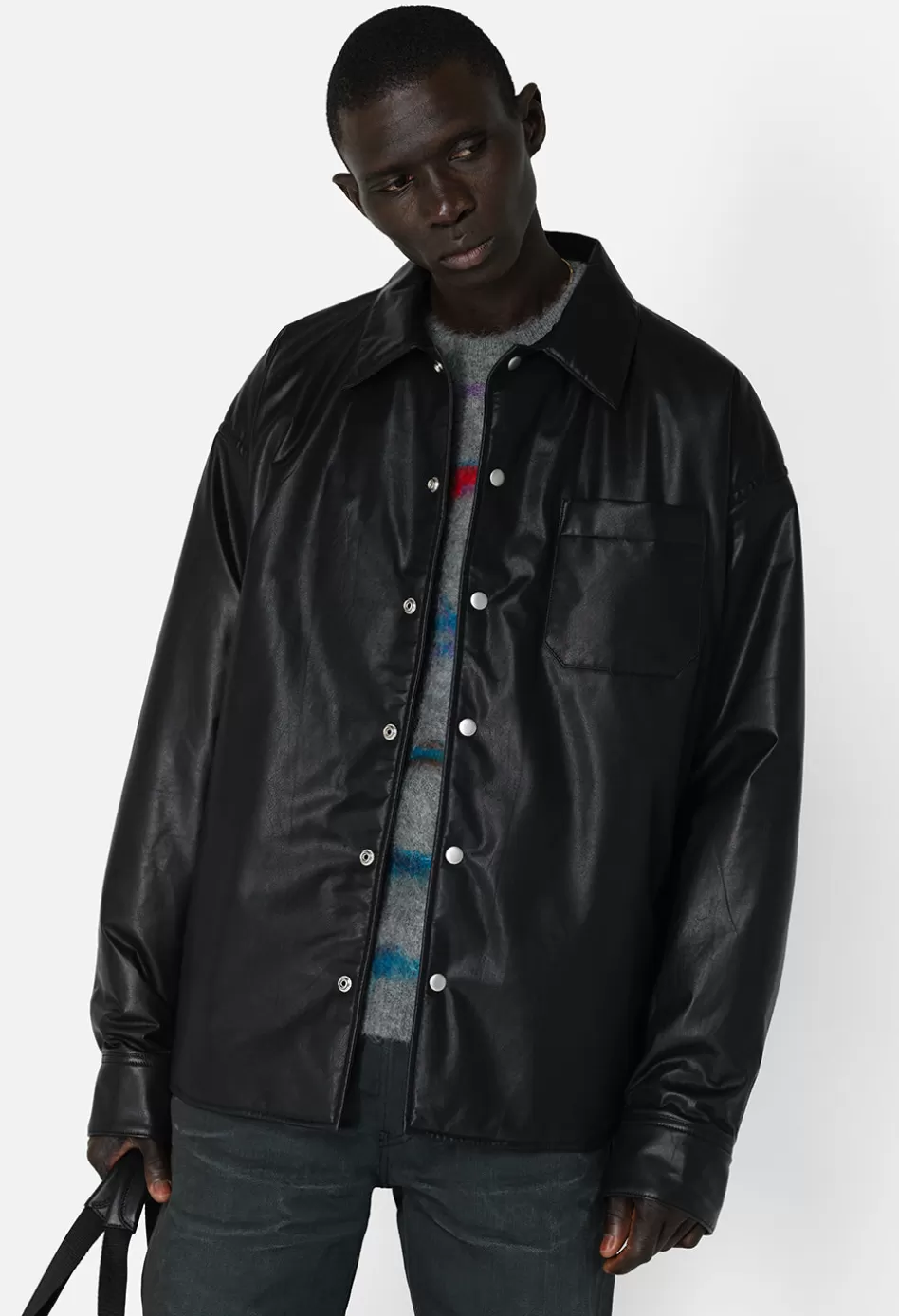 Sale JOHN ELLIOTT Leather Scout Overshirt Black