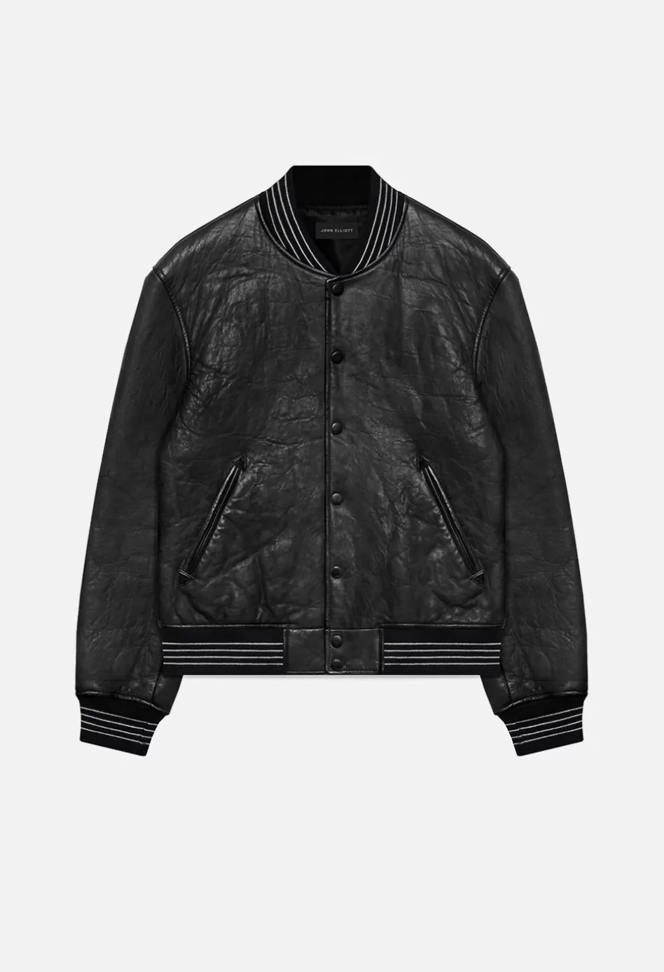 Best JOHN ELLIOTT Leather Stadium Jacket Black