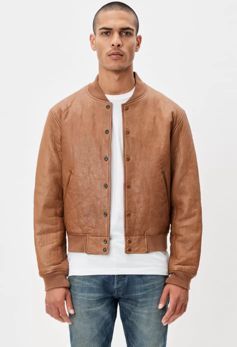 Store JOHN ELLIOTT Leather Stadium Jacket Brown