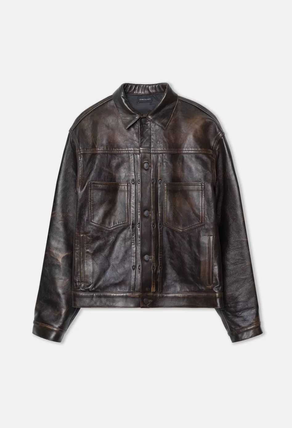 Outlet JOHN ELLIOTT Leather Thumper Jacket Type II Tobacco
