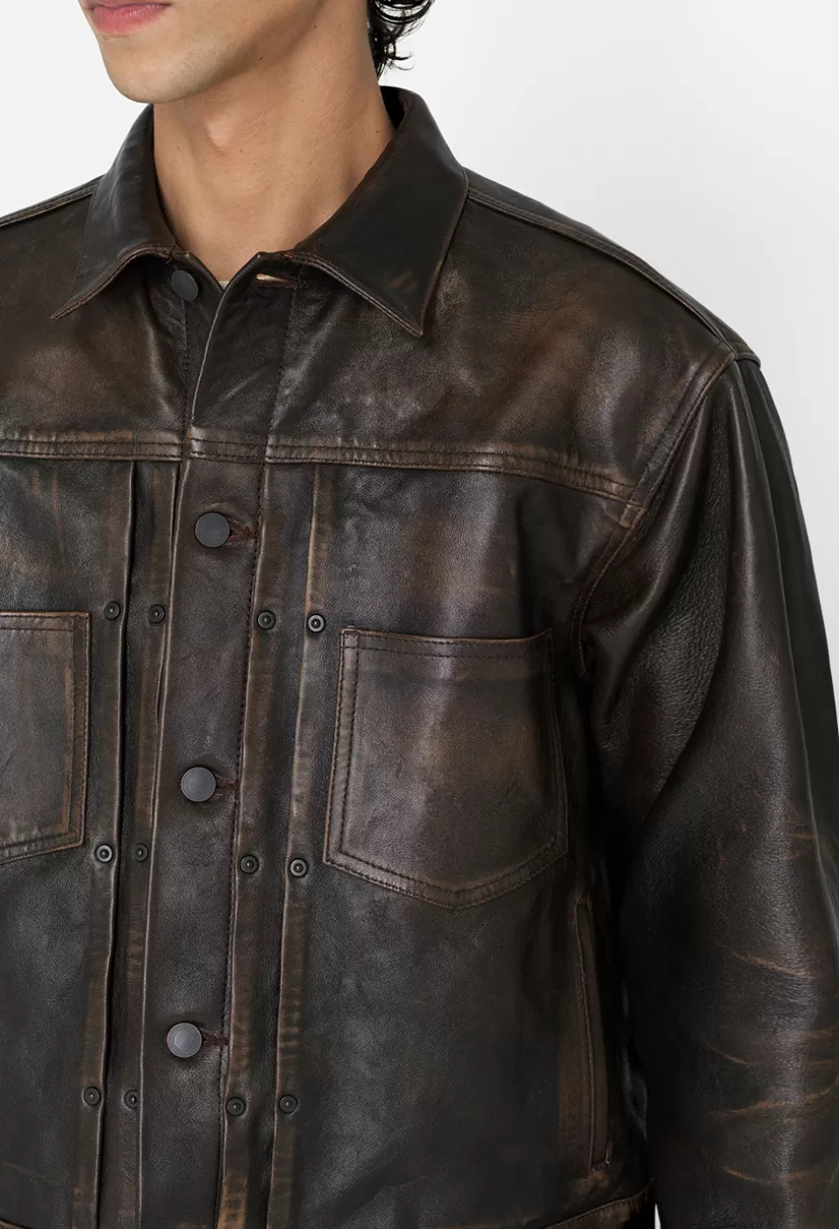 Outlet JOHN ELLIOTT Leather Thumper Jacket Type II Tobacco