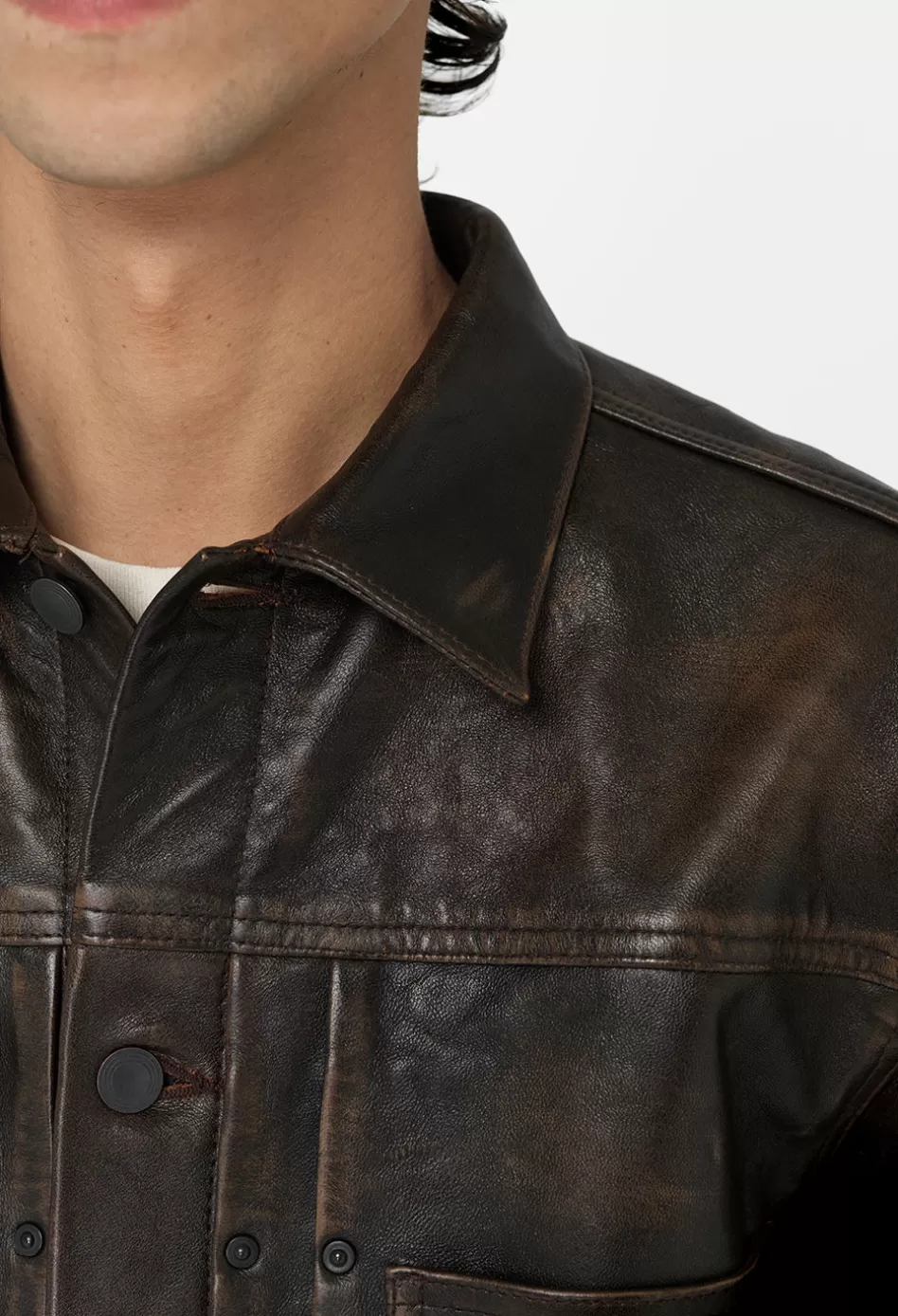 Outlet JOHN ELLIOTT Leather Thumper Jacket Type II Tobacco