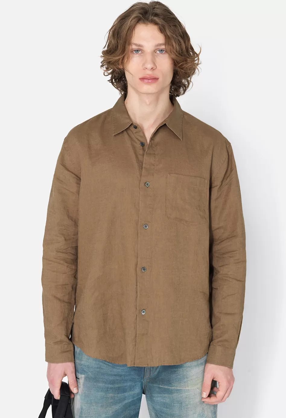 Cheap JOHN ELLIOTT Linen Cloak Button Up Brown