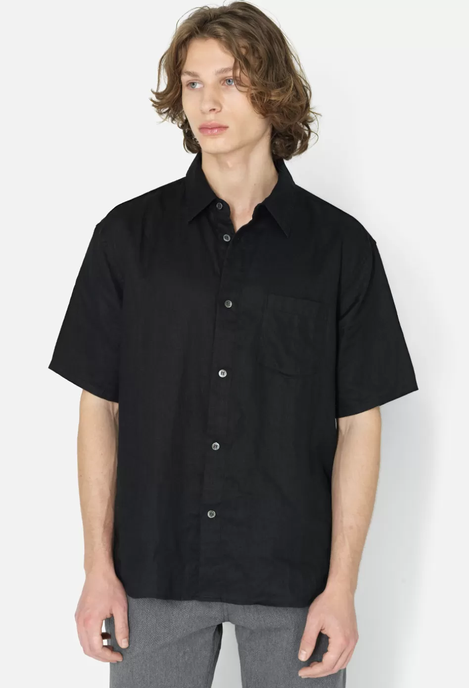 Clearance JOHN ELLIOTT Linen SS Cloak Button Up Black