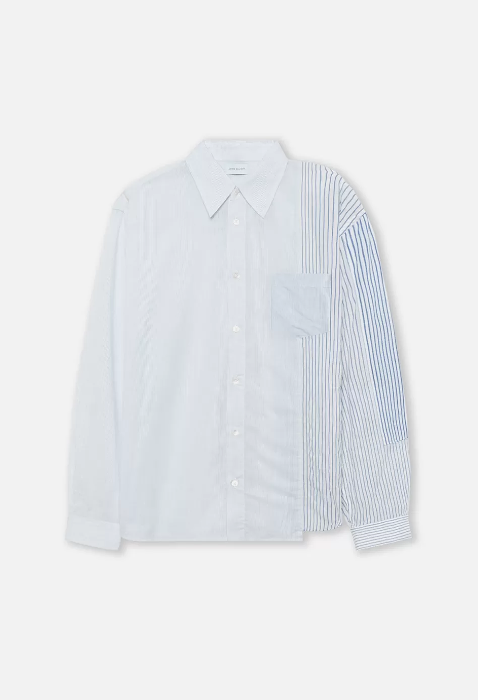 Best JOHN ELLIOTT Paneled Button Up BlueXWhite