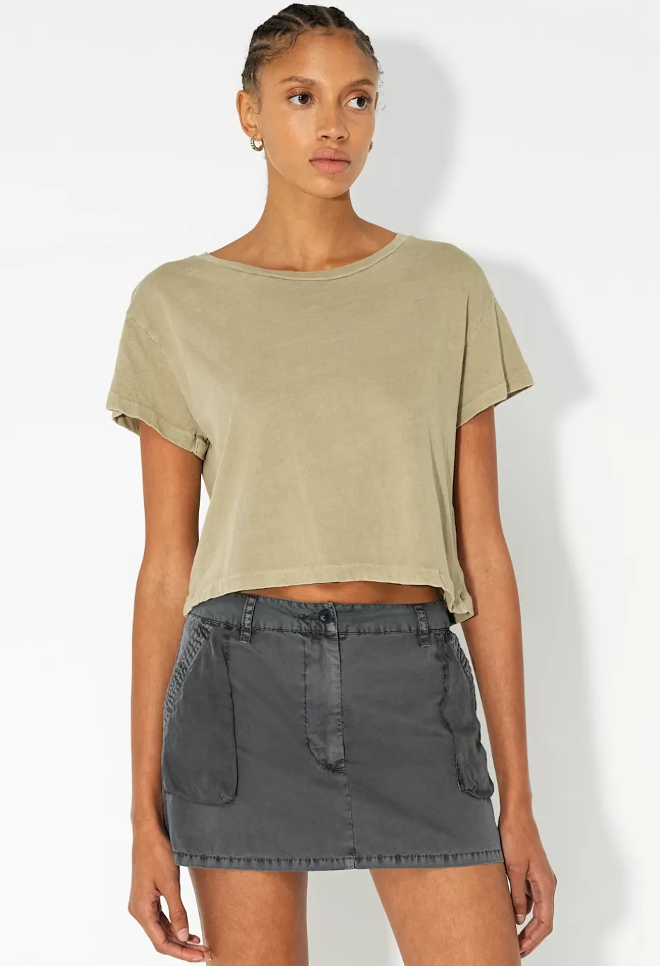 Clearance JOHN ELLIOTT Paneled Utility Mini Skirt WashedBlack