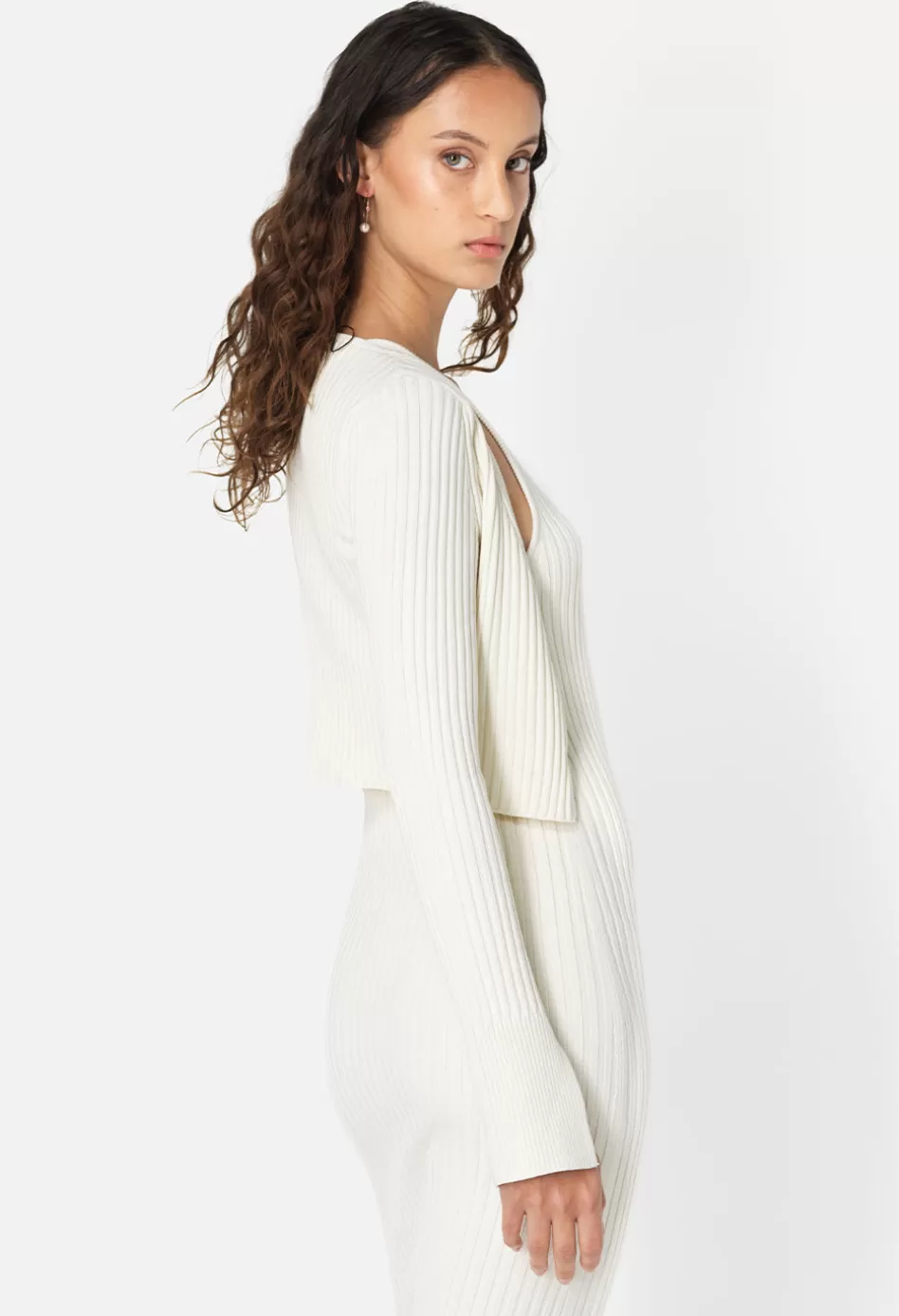 Fashion JOHN ELLIOTT Piper Silk Rib Dress Ivory