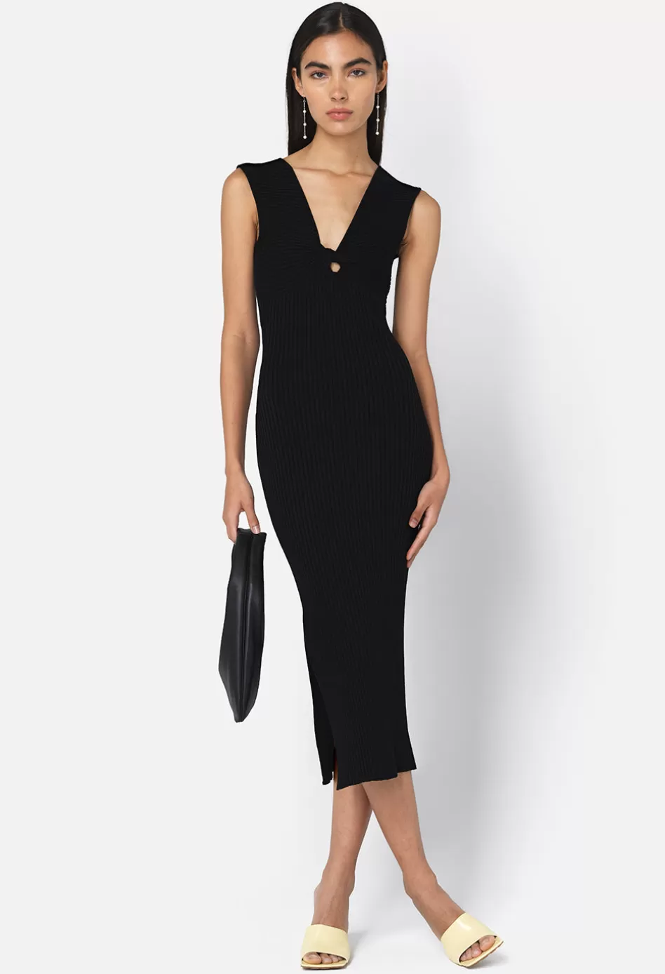 Best JOHN ELLIOTT Piper Silk Rib Twist Dress Black