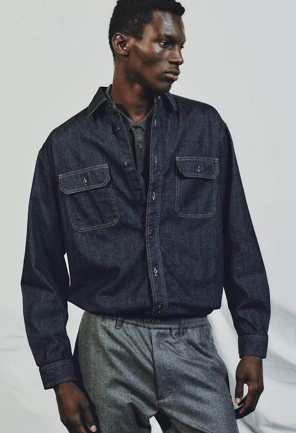 Cheap JOHN ELLIOTT Princeton Work Shirt DarkIndigo