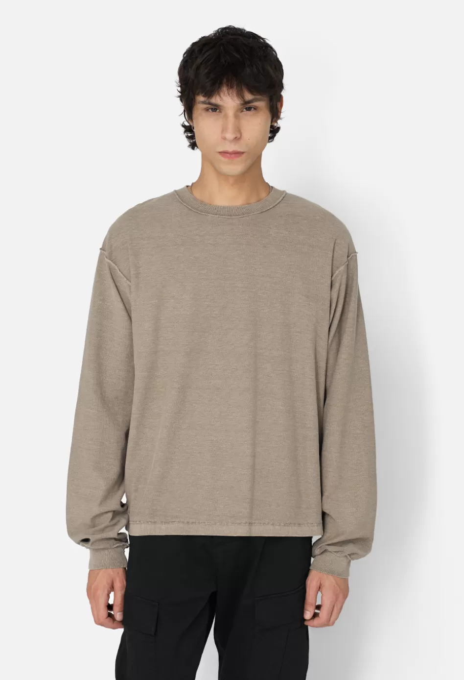 Shop JOHN ELLIOTT Reversed Cropped LS Tee WashedOak