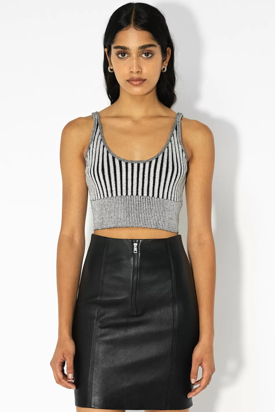 New JOHN ELLIOTT Silk Cotton Rib Tank Charcoal