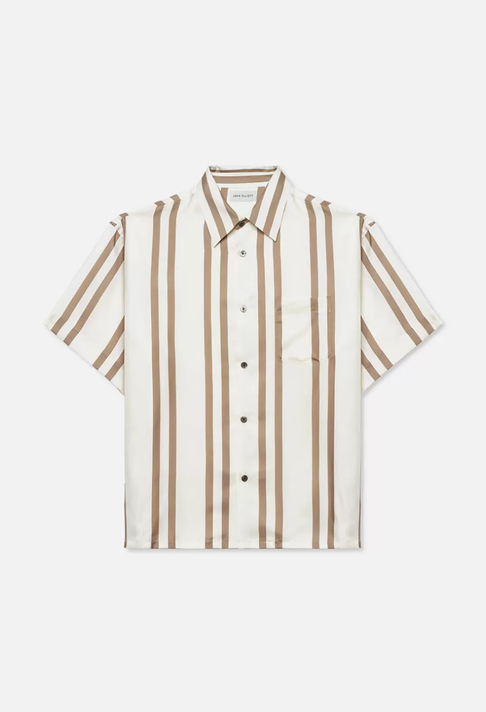 Hot JOHN ELLIOTT Silk SS Button Up BarkXSaltStripe