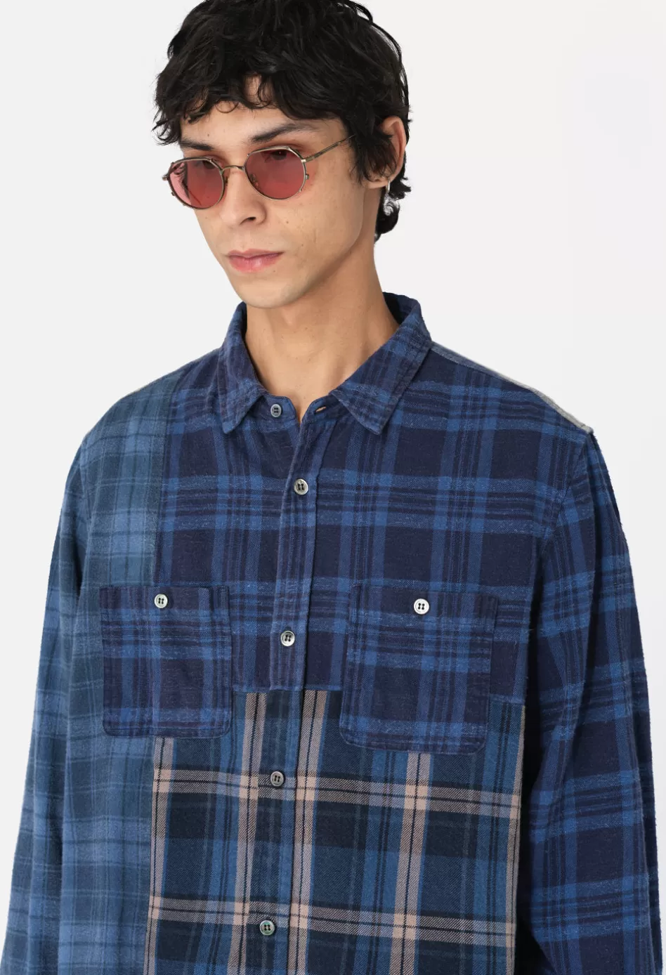 Best Sale JOHN ELLIOTT Silverado Paneled Plaid BlueXBlack