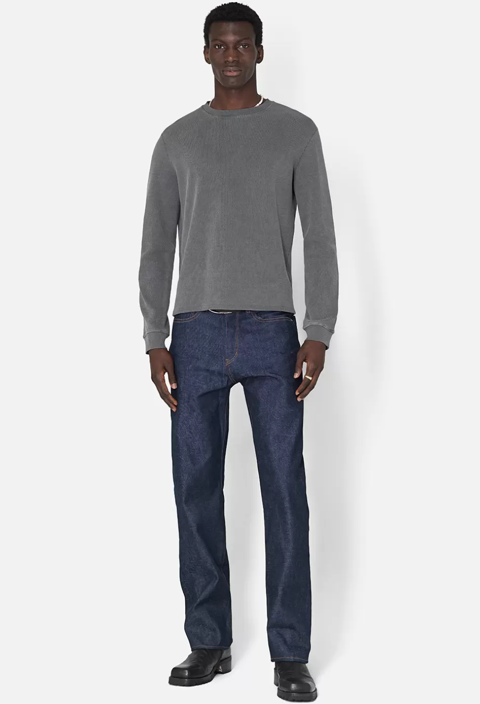 Shop JOHN ELLIOTT Sly High-Rise Straight SelvedgeIndigo