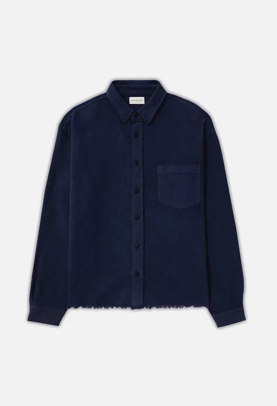 Shop JOHN ELLIOTT Solid Hemi Oversized Shirt Navy