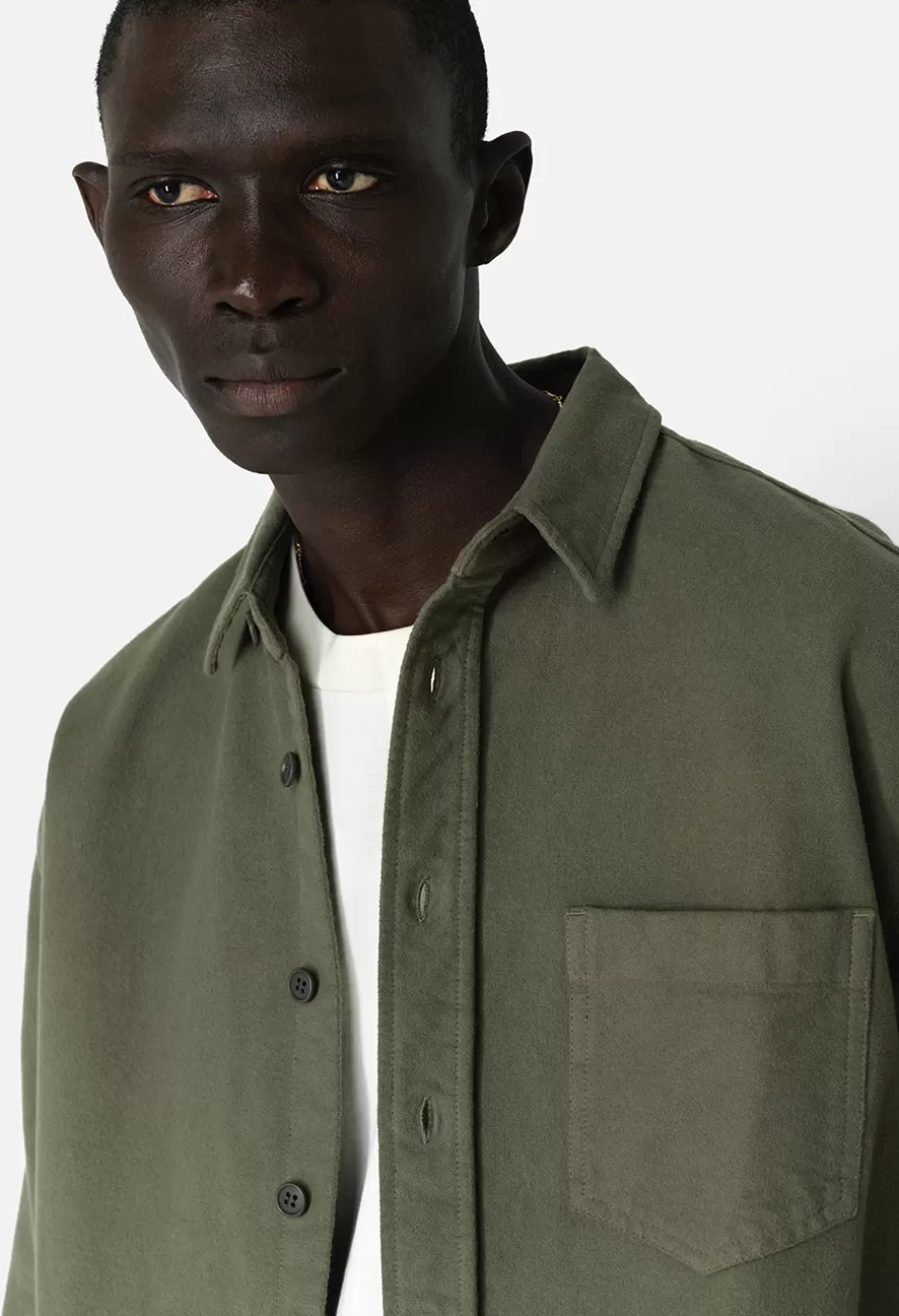 New JOHN ELLIOTT Solid Hemi Oversized Shirt Olive